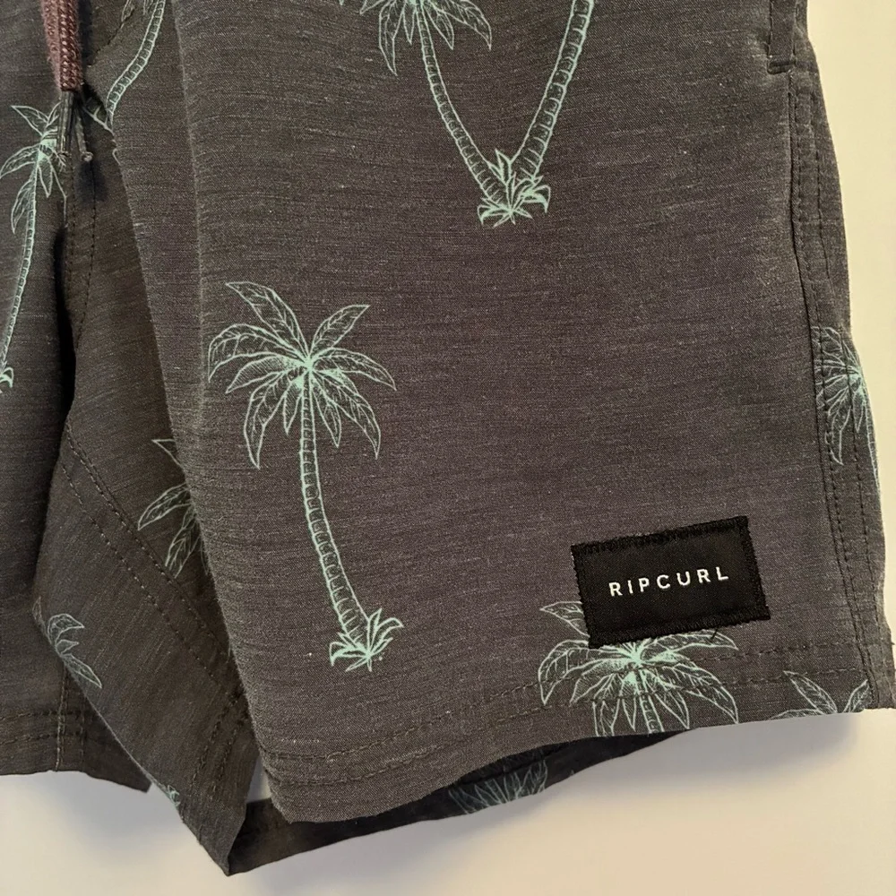 Rip Curl Boys Laydays Palm Trees Swim Trunks Gray Size 10/S
